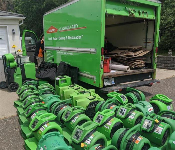 SERVPRO equipment in front of a SERVPRO truck 