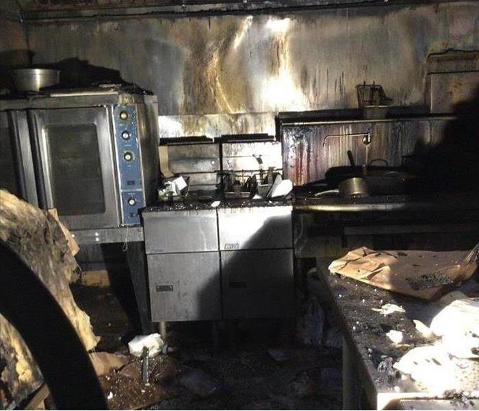 Kitchen with fire damage